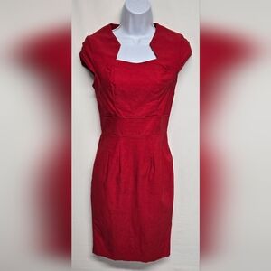 Grace Karin S Red Bodycon Pencil Dress Cap Sleeve Zipper Back Stretch Fabric
